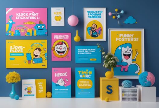 Professionelt billede til Sjove-plakater.dk uden tekst, fokuseret på sjove plakater.
